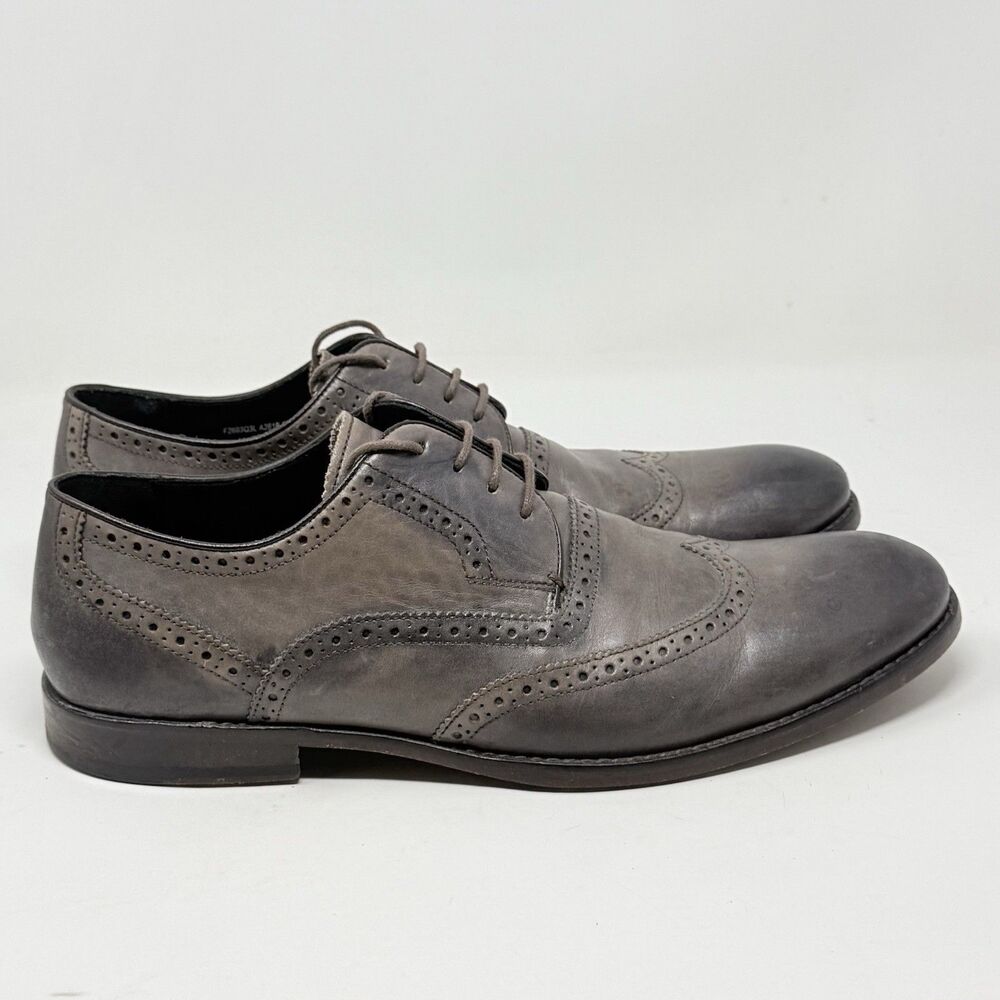 John Varvatos Luxe Derby Oxford Shoes Mens 13 Brown Leather Wingtip Brogue